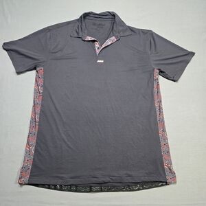 Breakfast Balls Polo Shirt Men's Large Gray Splatter Print Trim Golf Classic‎